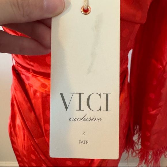 VICI Margaux Satin Feather Trim Midi Dress (NWT!)β - Picture 11 of 12